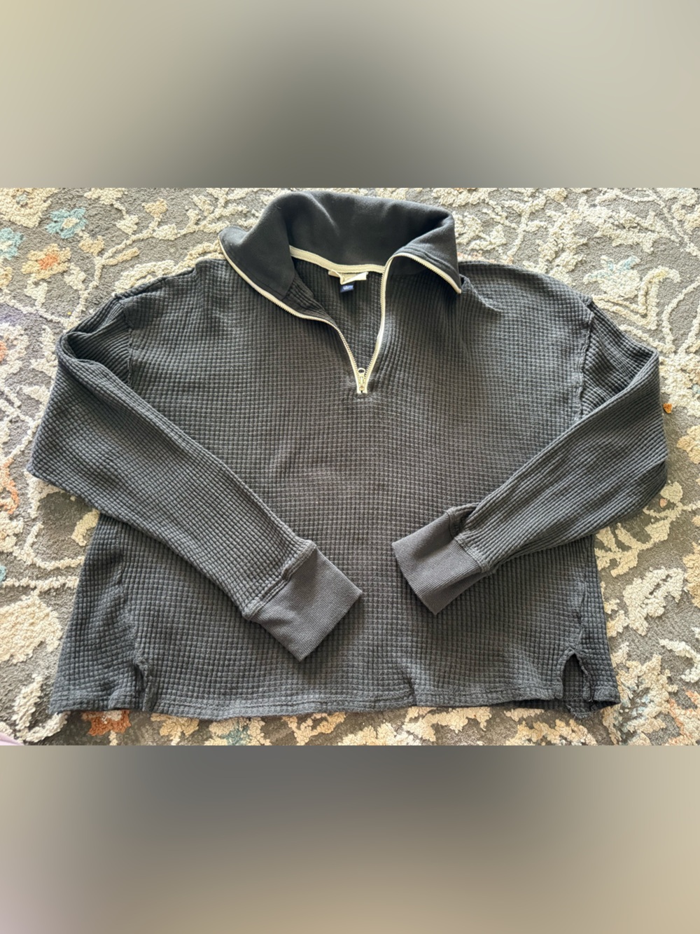 Universal Thread Charcoal Waffle-Knit Quarter-Zip Pullover
